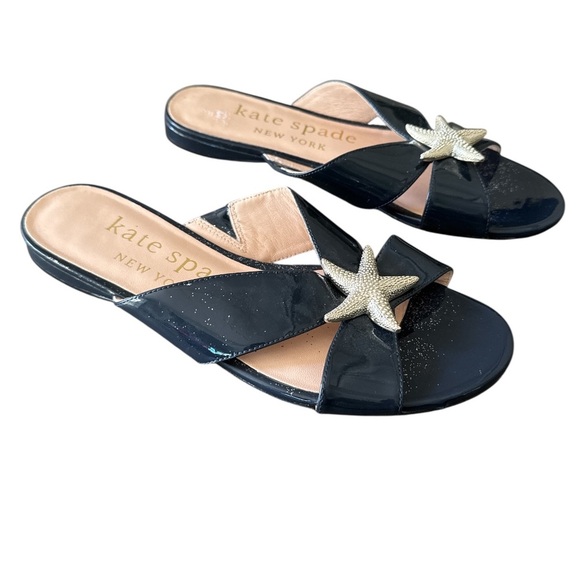 Kate Spade Under The Sea Blazer Blue Silver Starfish Slide Sandals Size 7 - Picture 9 of 11